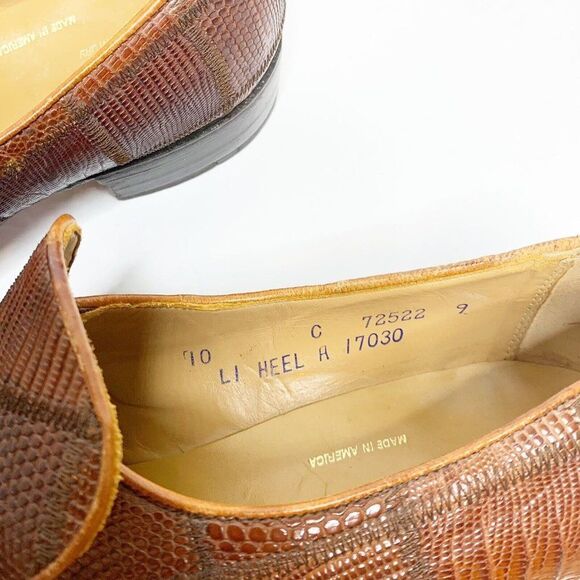 Vintage Nettleton Brown Lizard Skin Loafers 10 C Leather Business Dress Shoes - Picture 7 of 8